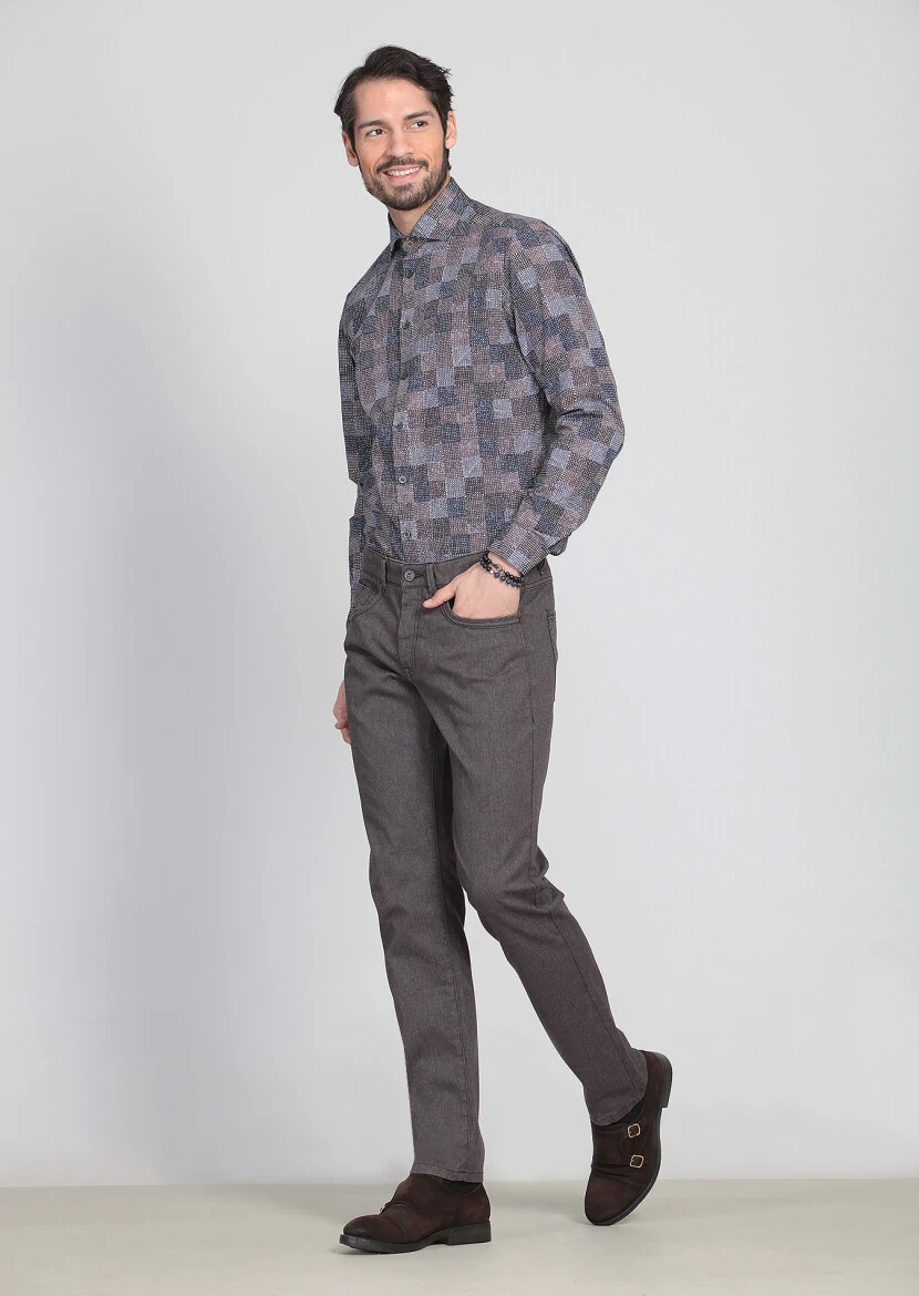 Hard Coal Weaving Slim Fit Casual Cotton Blended Trousers - 2