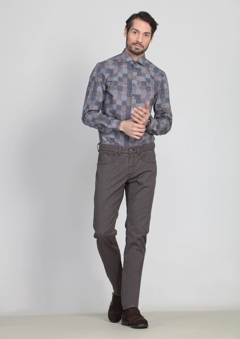 Hard Coal Weaving Slim Fit Casual Cotton Blended Trousers - 3