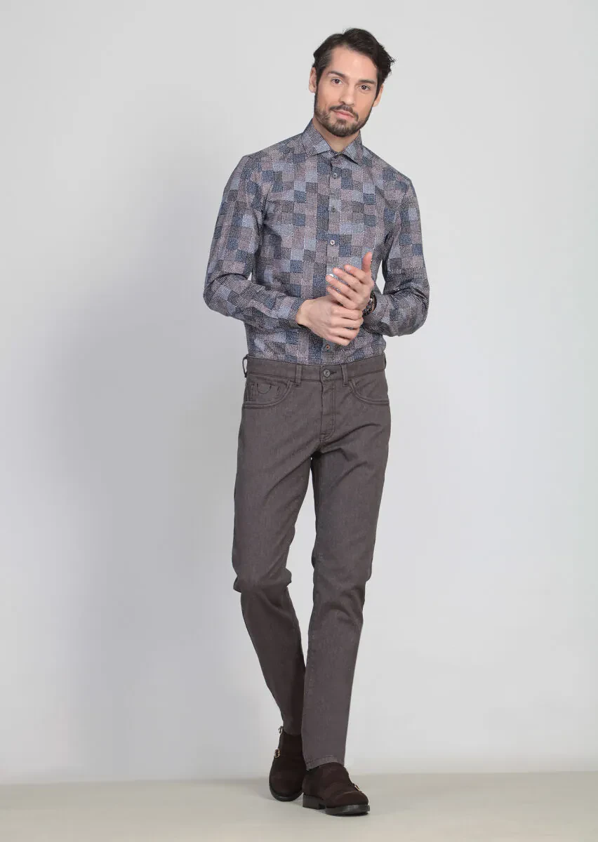 Hard Coal Weaving Slim Fit Casual Cotton Blended Trousers - 3