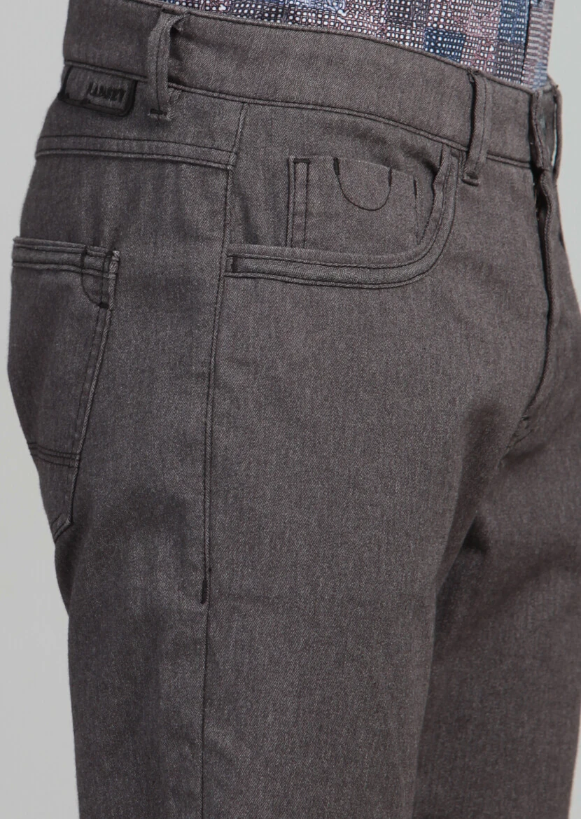 Hard Coal Weaving Slim Fit Casual Cotton Blended Trousers - 4