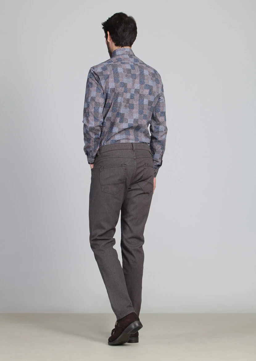 Hard Coal Weaving Slim Fit Casual Cotton Blended Trousers - 5