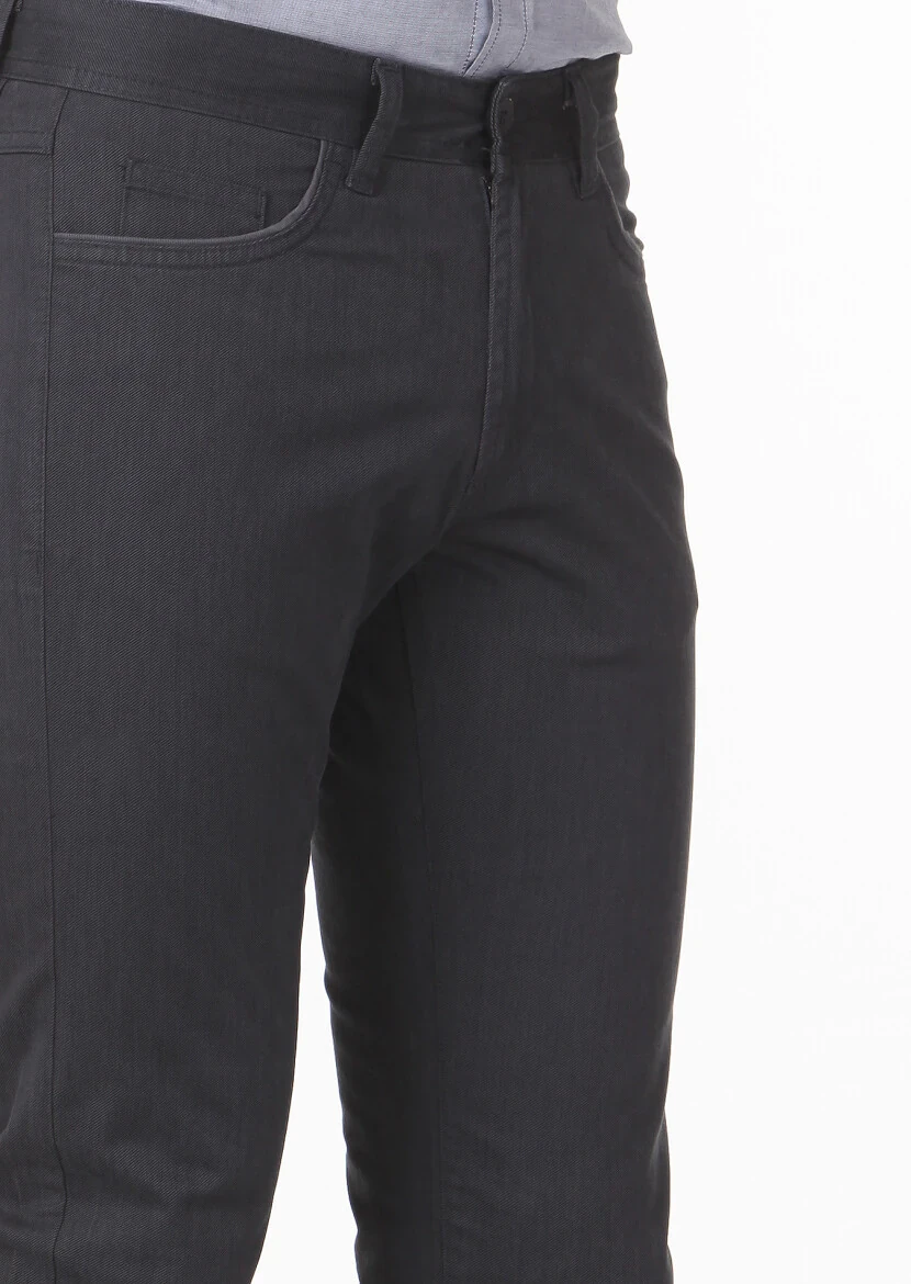 Hard Coal Weaving Slim Fit Casual Cotton Blended Trousers - 3