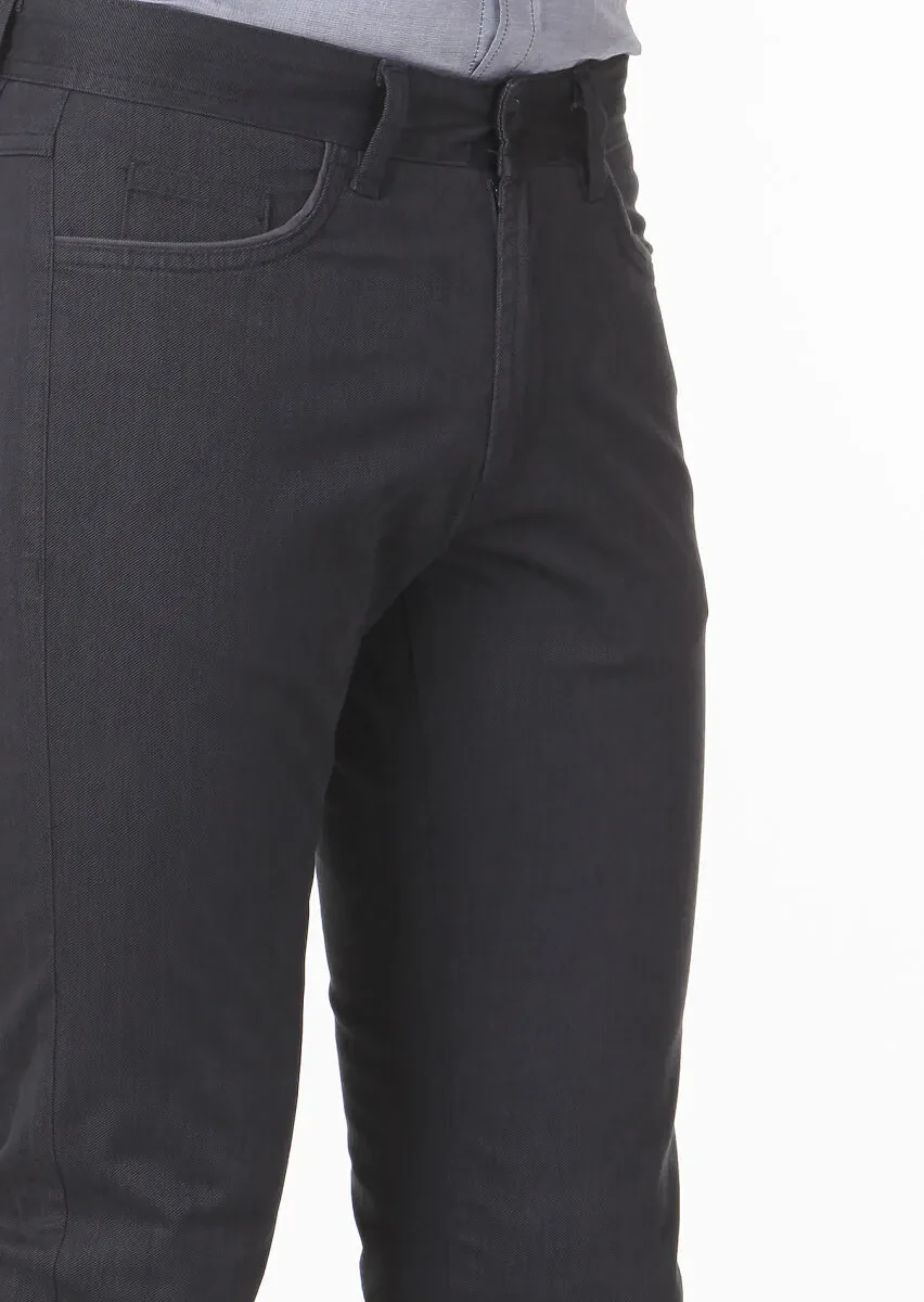 Hard Coal Weaving Slim Fit Casual Cotton Blended Trousers - 3