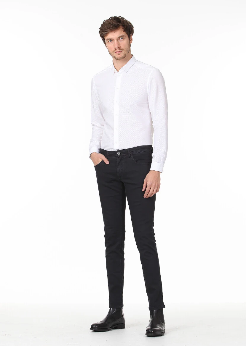 Hard Coal Weaving Slim Fit Casual Cotton Blended Trousers - 1