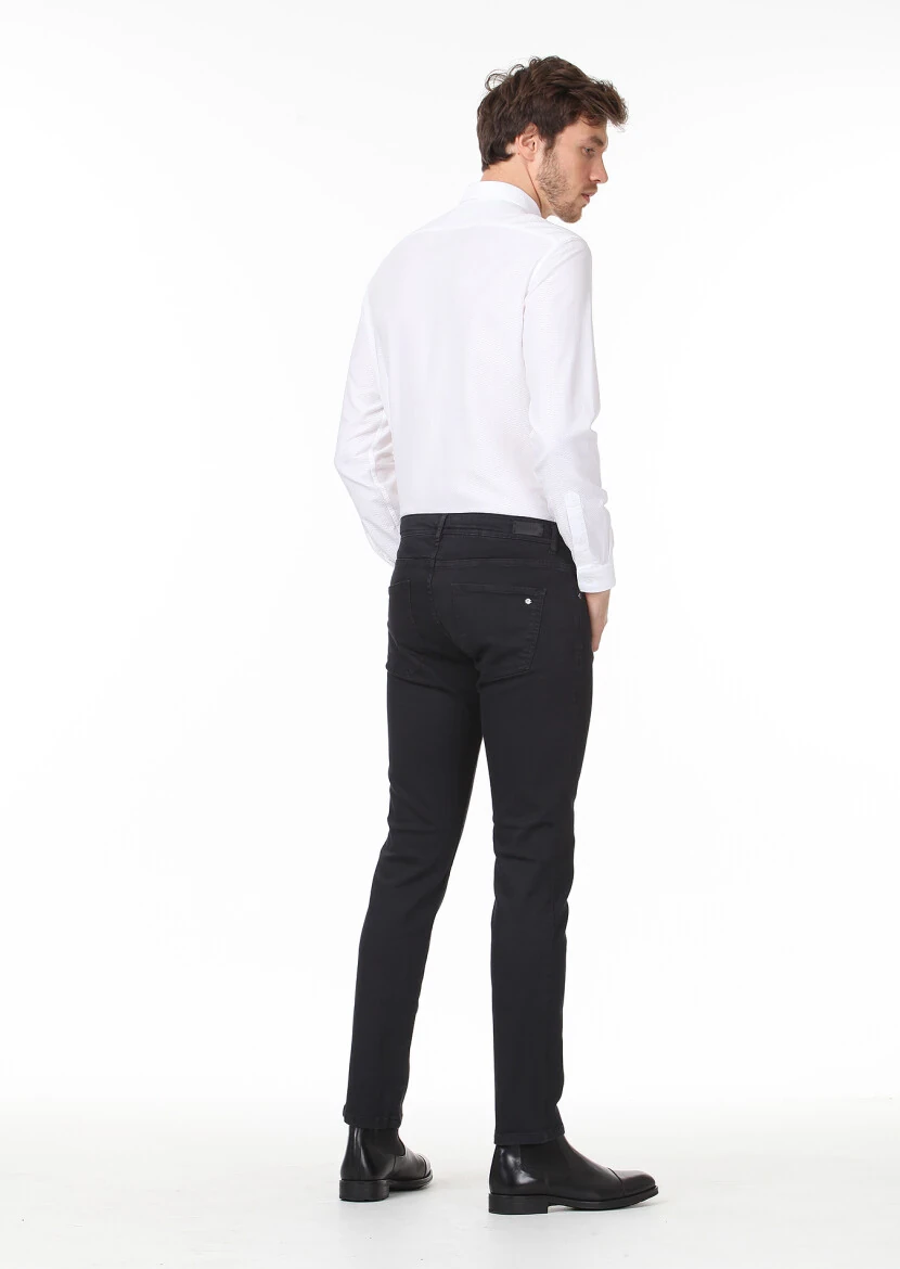 Hard Coal Weaving Slim Fit Casual Cotton Blended Trousers - 4