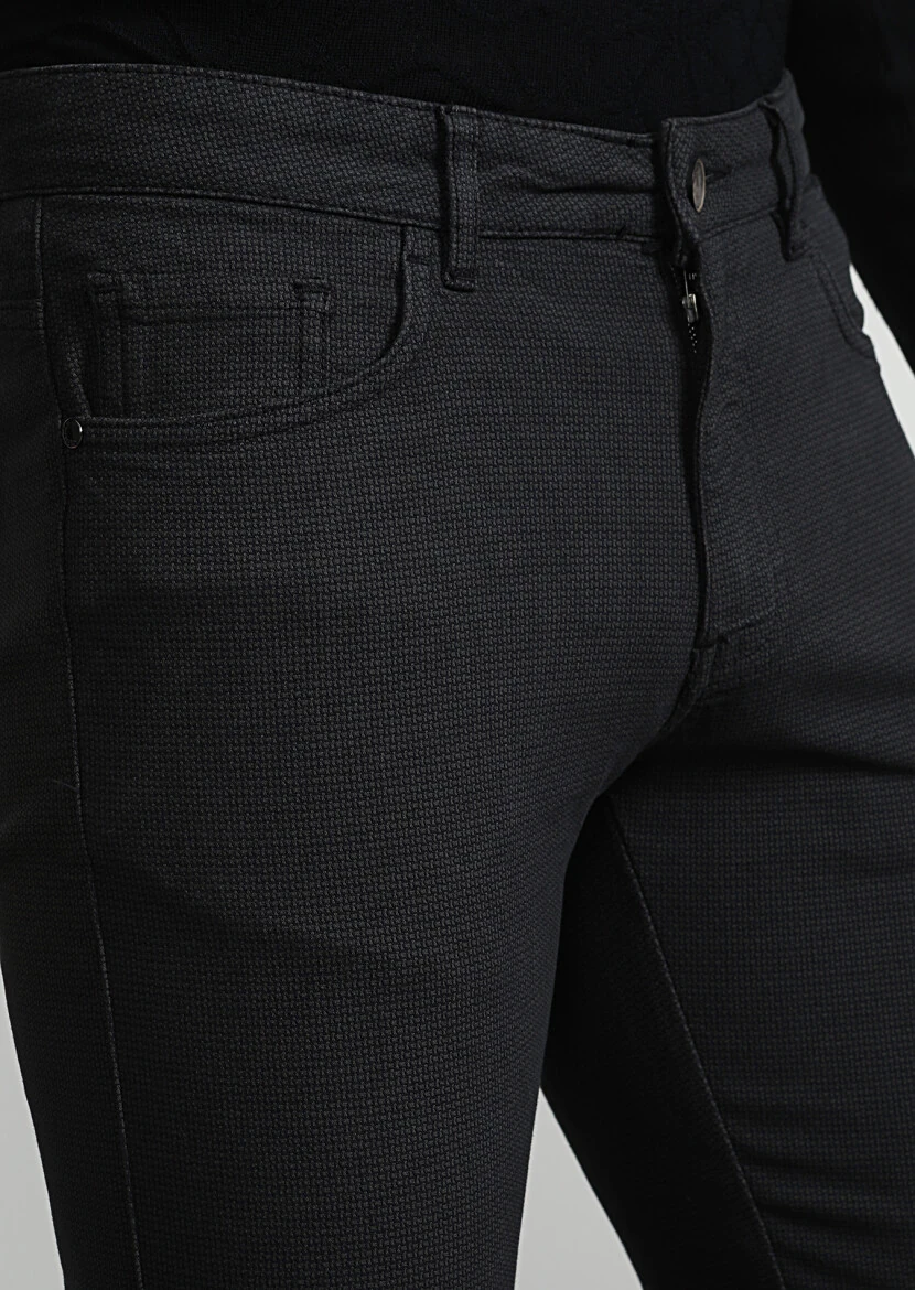 Hard Coal Weaving Slim Fit Casual Cotton Blended Trousers 