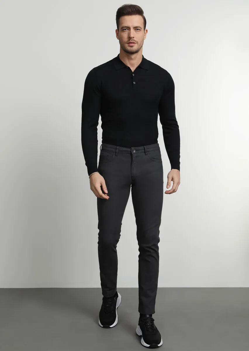 Hard Coal Weaving Slim Fit Casual Cotton Blended Trousers - 3