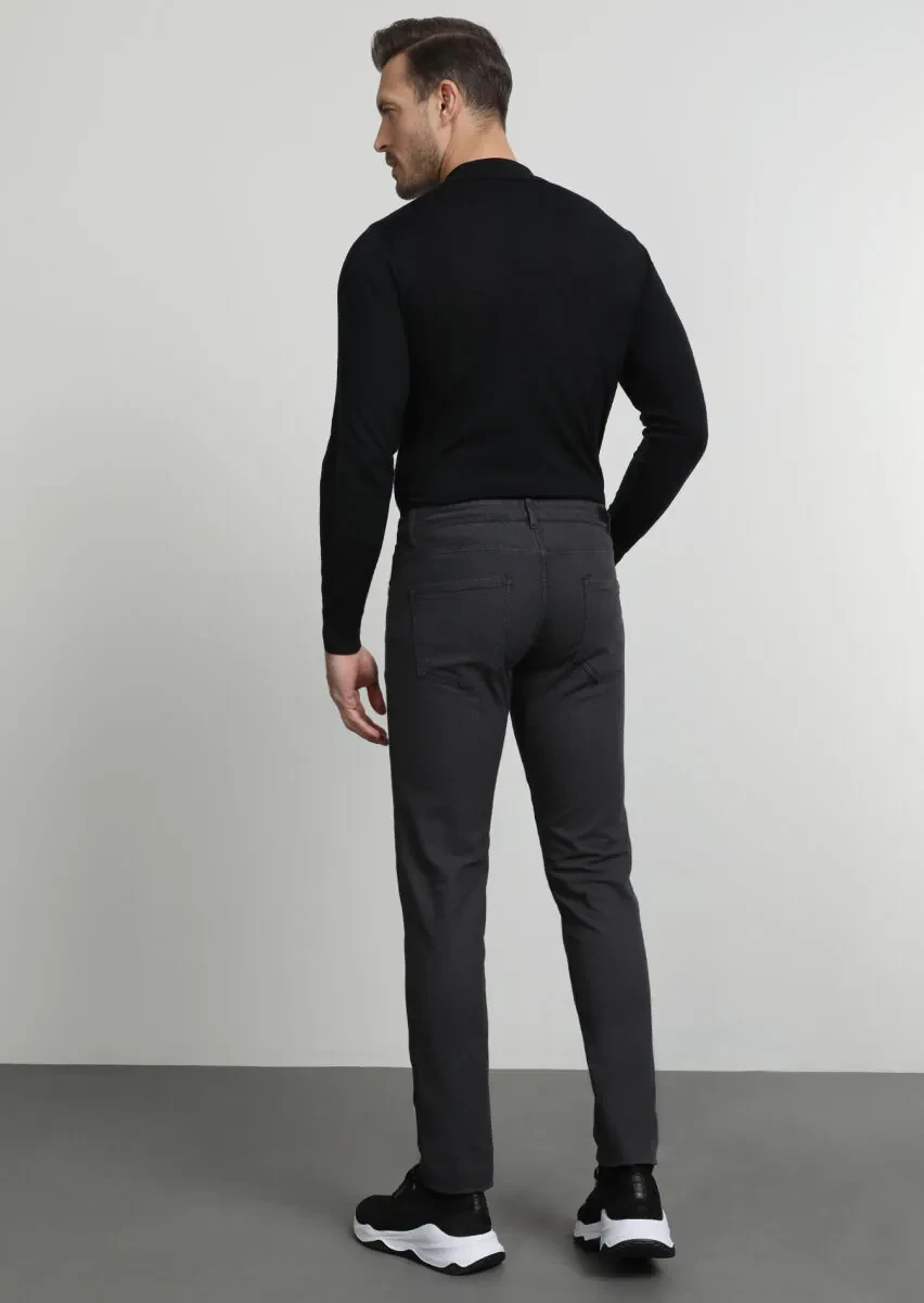 Hard Coal Weaving Slim Fit Casual Cotton Blended Trousers - 4