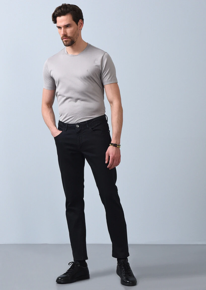 Hard Coal Weaving Slim Fit Casual Cotton Blended Trousers 