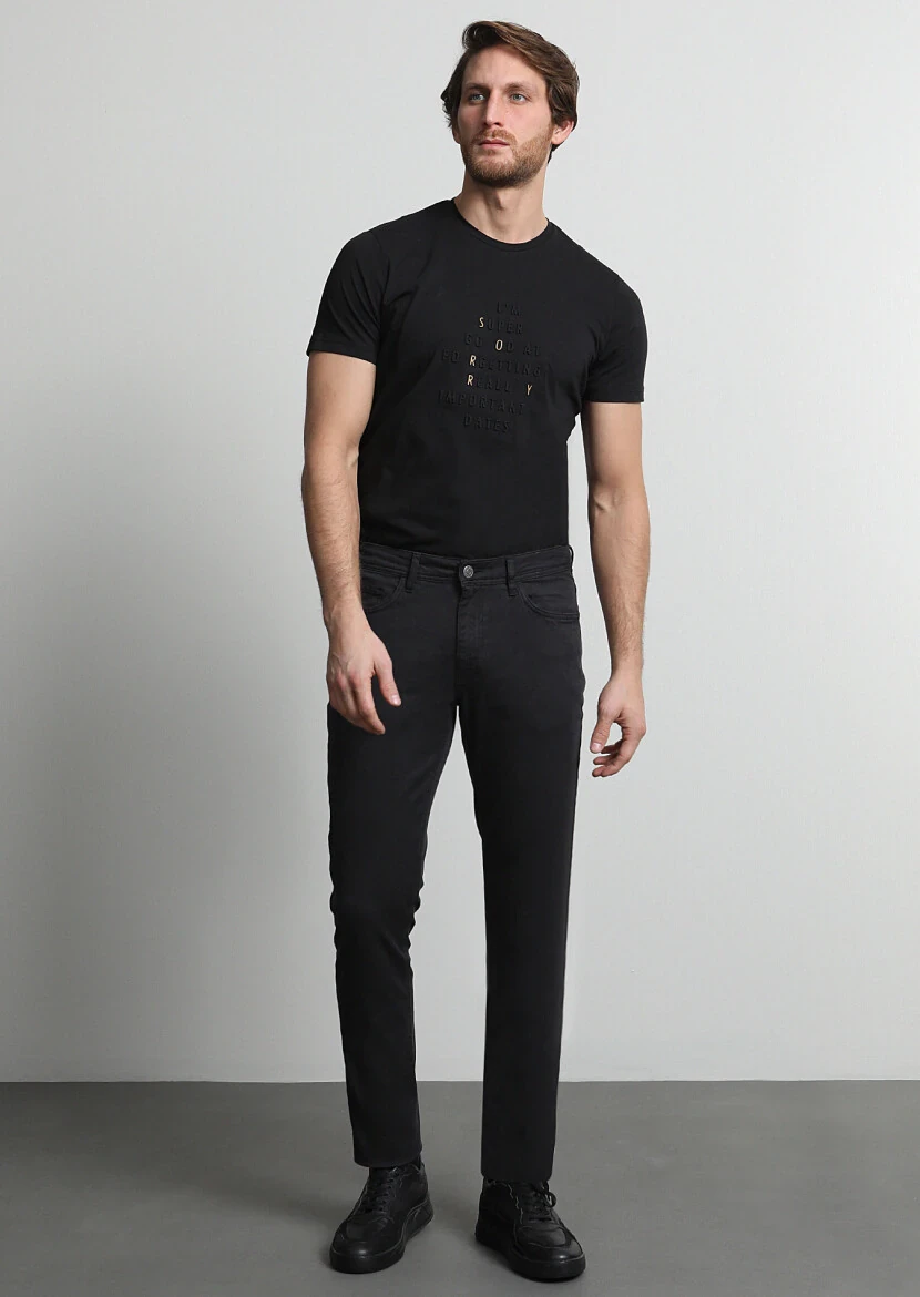 Hard Coal Weaving Slim Fit Casual Cotton Blended Trousers - 1