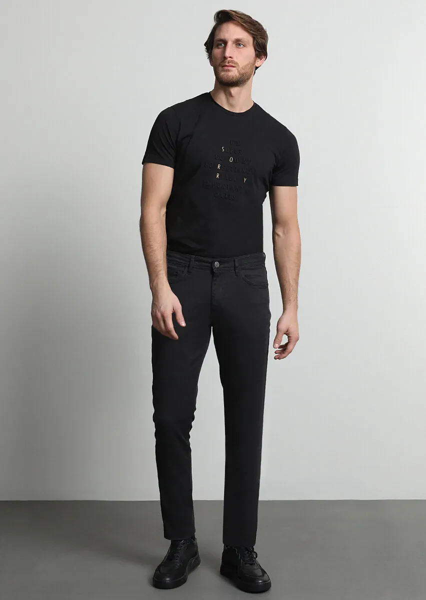 Hard Coal Weaving Slim Fit Casual Cotton Blended Trousers - 1