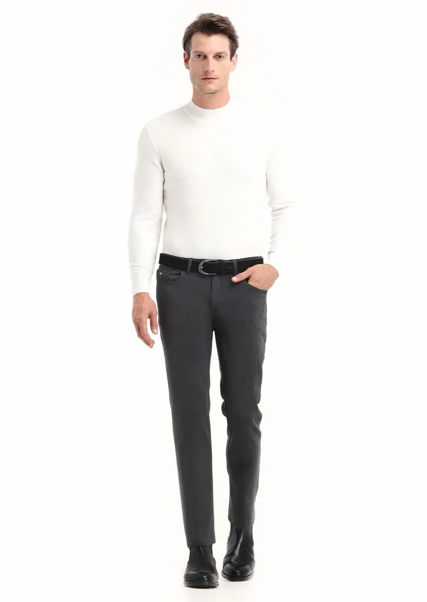 Hard Coal Weaving Slim Fit Casual Cotton Blended Trousers - 1