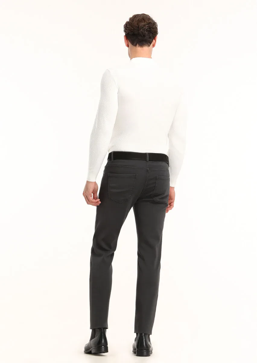 Hard Coal Weaving Slim Fit Casual Cotton Blended Trousers - 4