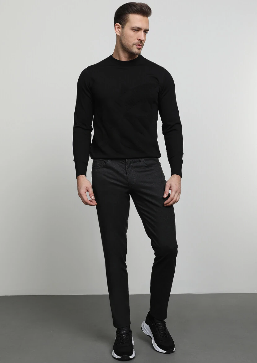 Hard Coal Weaving Slim Fit Casual Trousers - 1