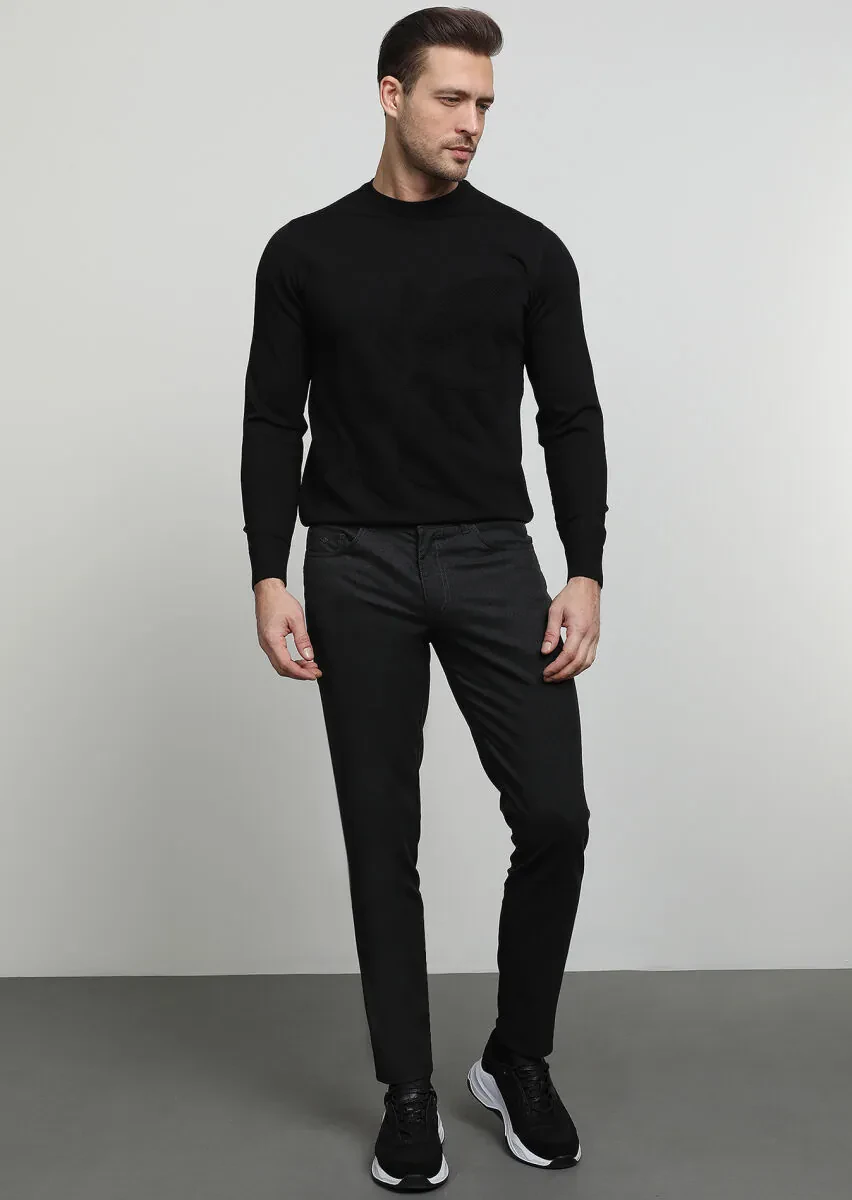 Hard Coal Weaving Slim Fit Casual Trousers - 1