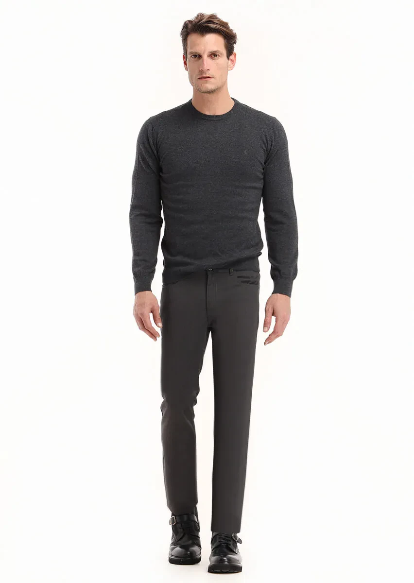 Hard Coal Weaving Slim Fit Casual Trousers - 1