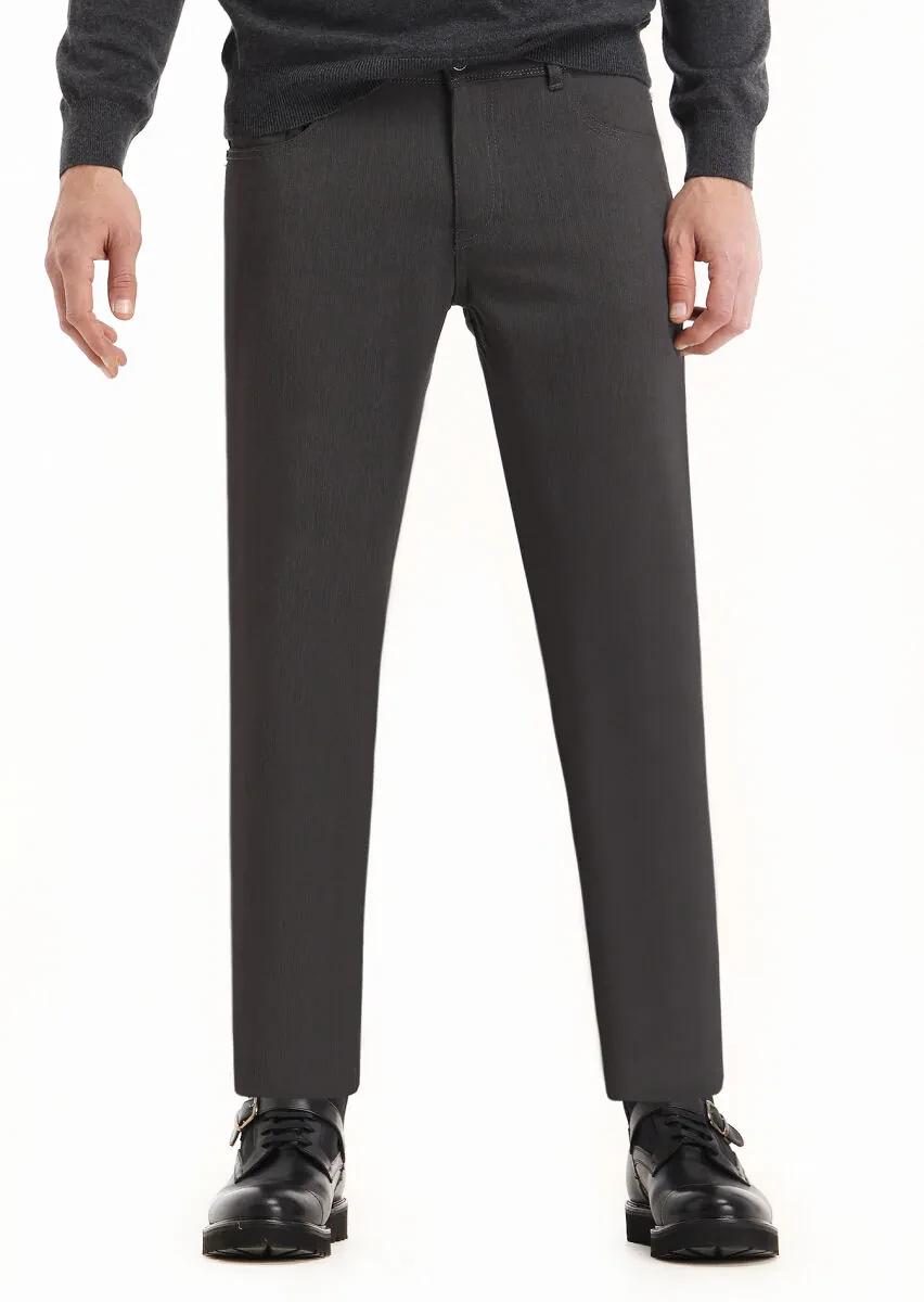 Hard Coal Weaving Slim Fit Casual Trousers - 2