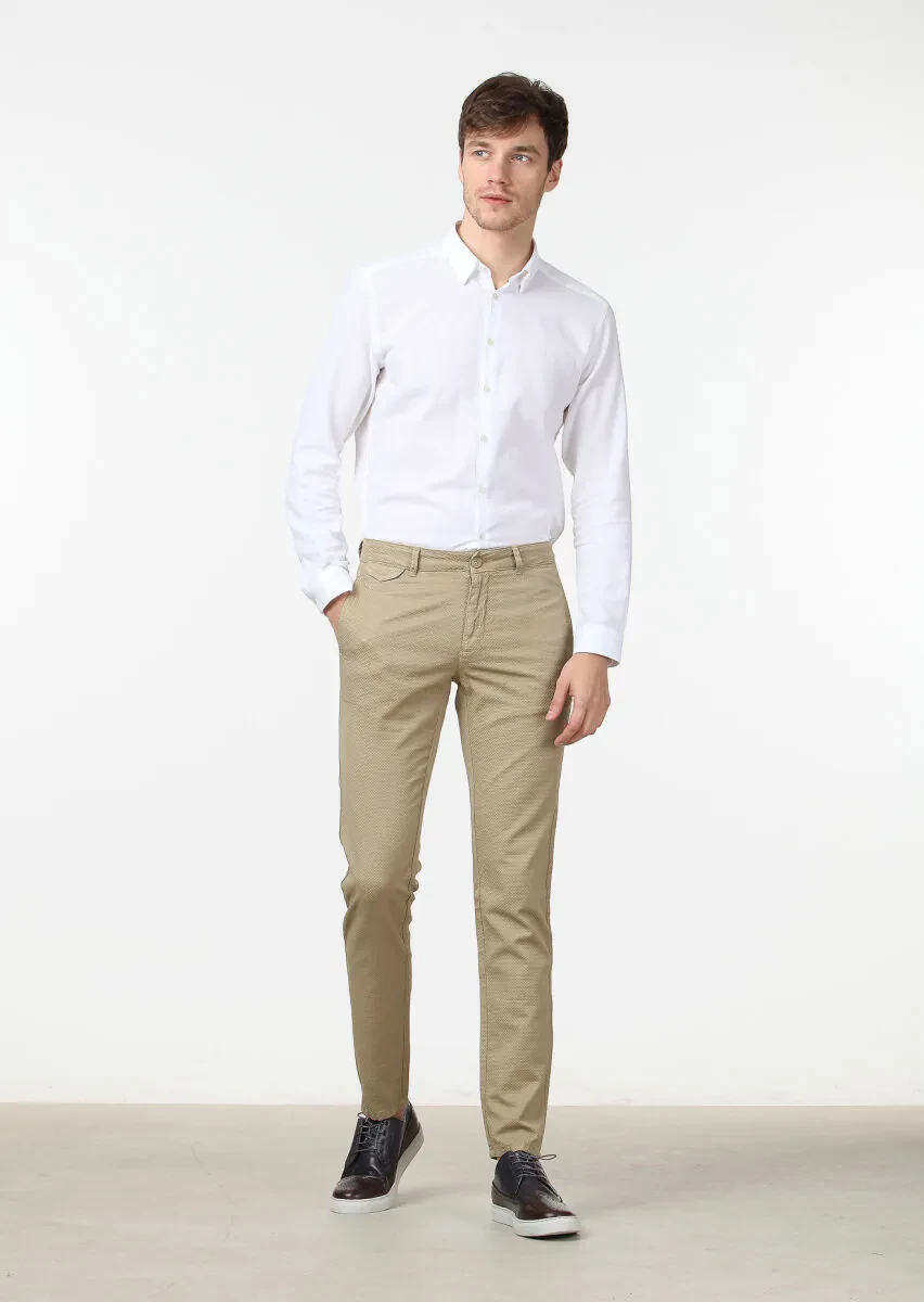Hardal Düz Dokuma Regular Fit Casual Pamuk Karışımlı Pantolon - 1