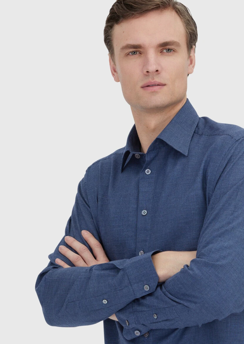 İndigo Casual Fit Dokuma Casual %100 Pamuk Gömlek - RAMSEY