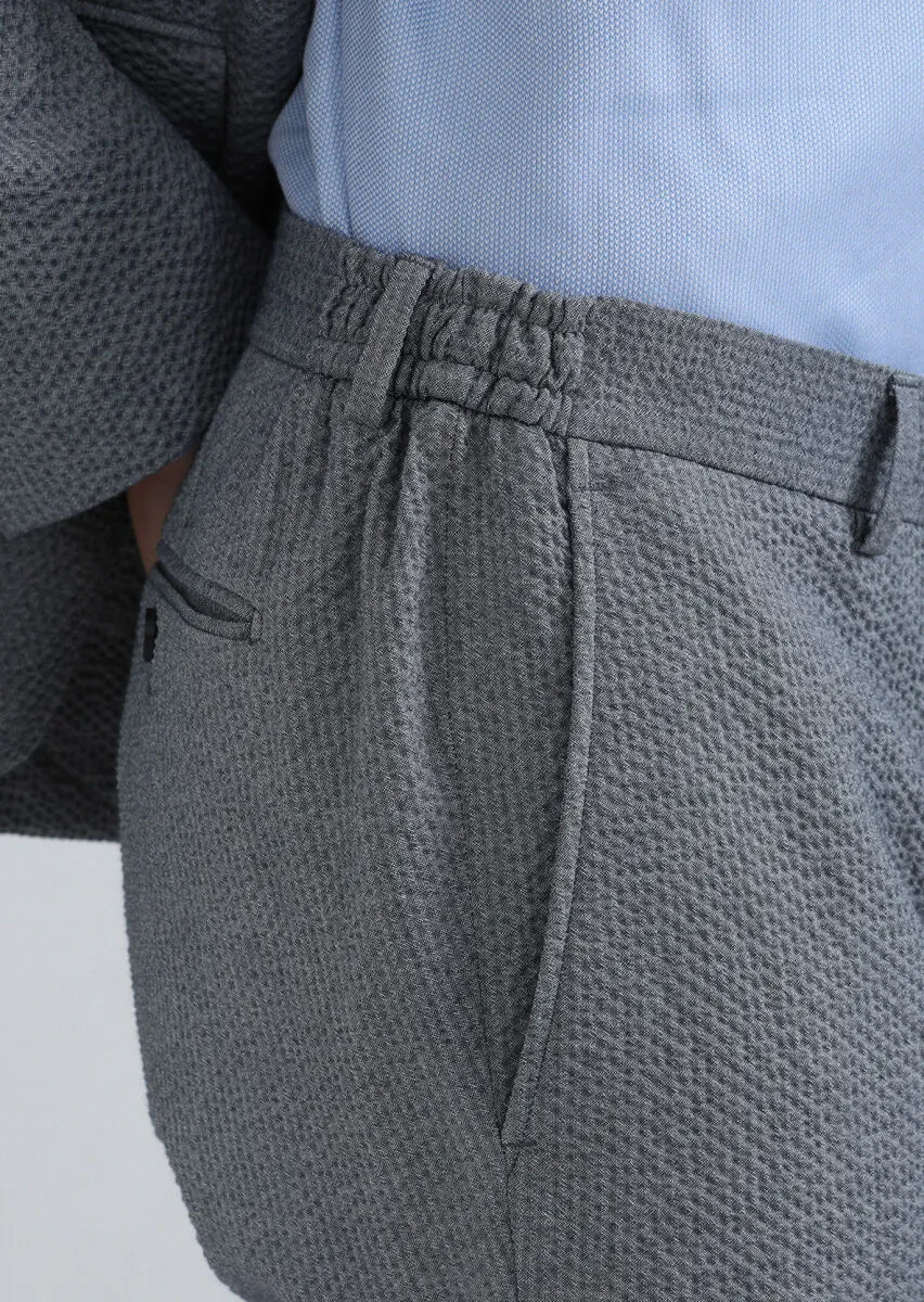 İndigo Çizgili Modern Fit Pamuk Karışımlı Takım Elbise - 3