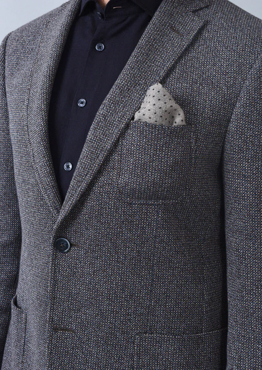 İndigo Desenli Zeroweight Slim Fit %100 Pamuk Örme Ceket - 2