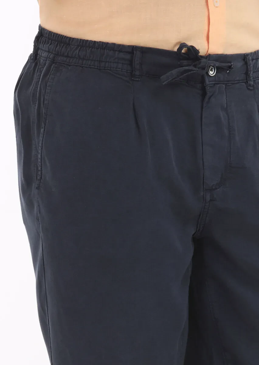 İndigo Düz Dokuma Jogging Fit Casual Bermuda - 3