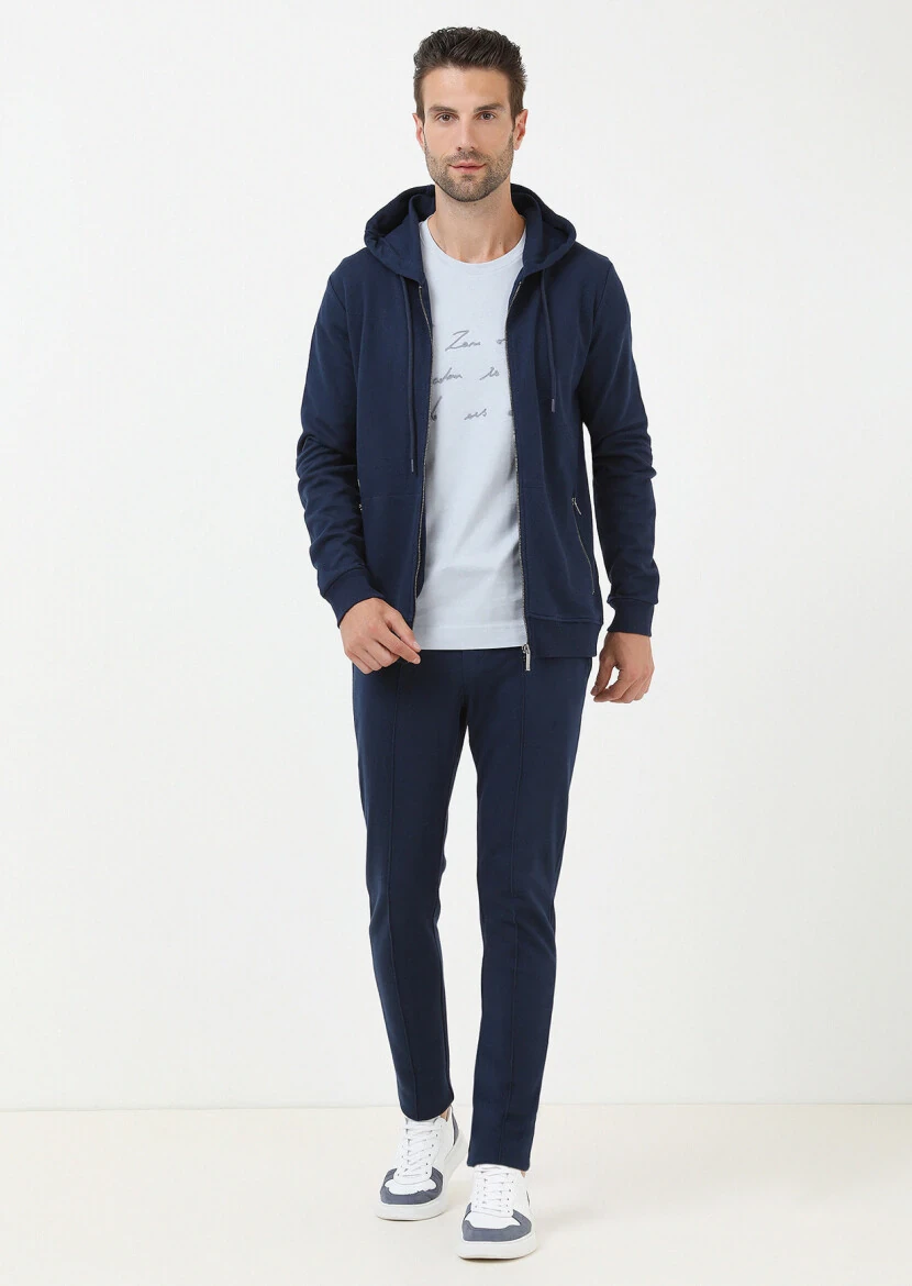 Indigo Hooded Jacquard Sweatshirt - 3