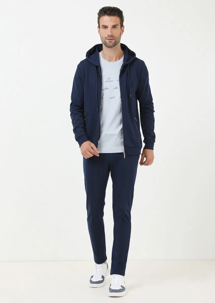 Indigo Hooded Jacquard Sweatshirt - 3