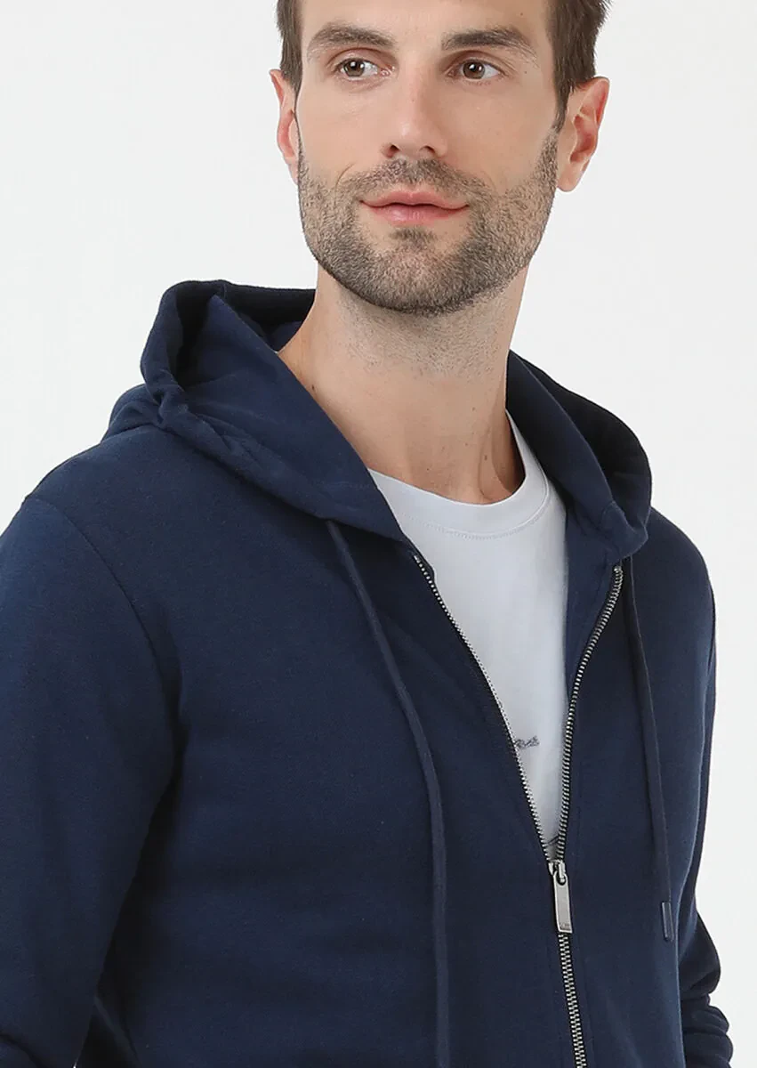 Indigo Hooded Jacquard Sweatshirt - 4