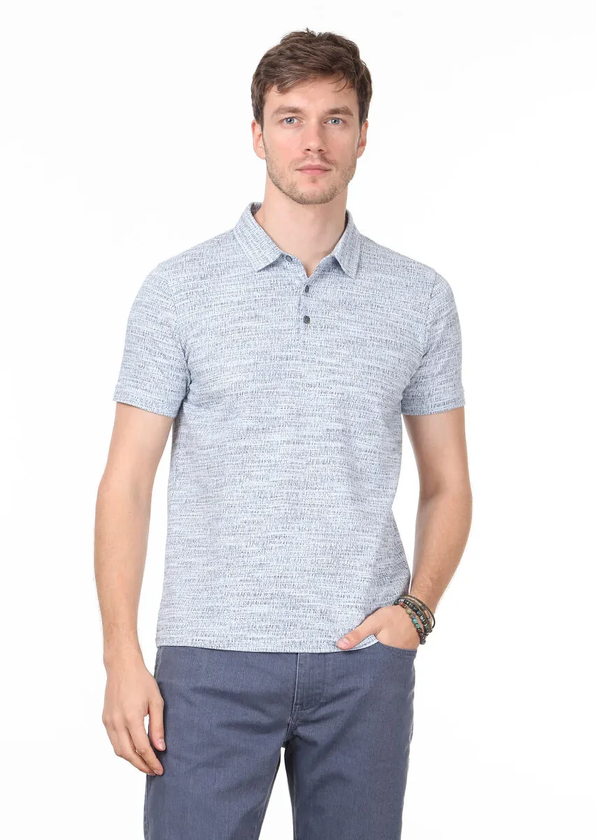 İndigo Jakarlı Polo Yaka %100 Pamuk T-Shirt - 3