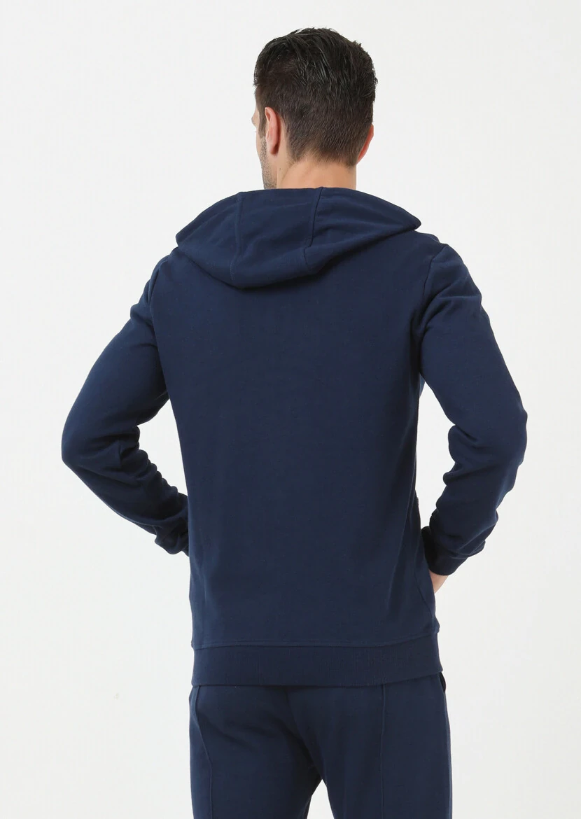 İndigo Kapüşonlu Jakarlı Sweatshırt - 5