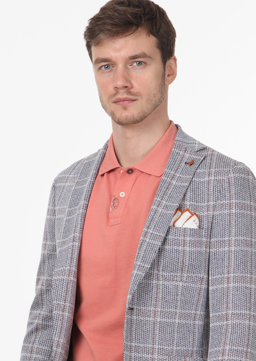 İndigo Kareli Shirt Shoulder Slim Fit Pamuk Karışımlı Ceket - 2