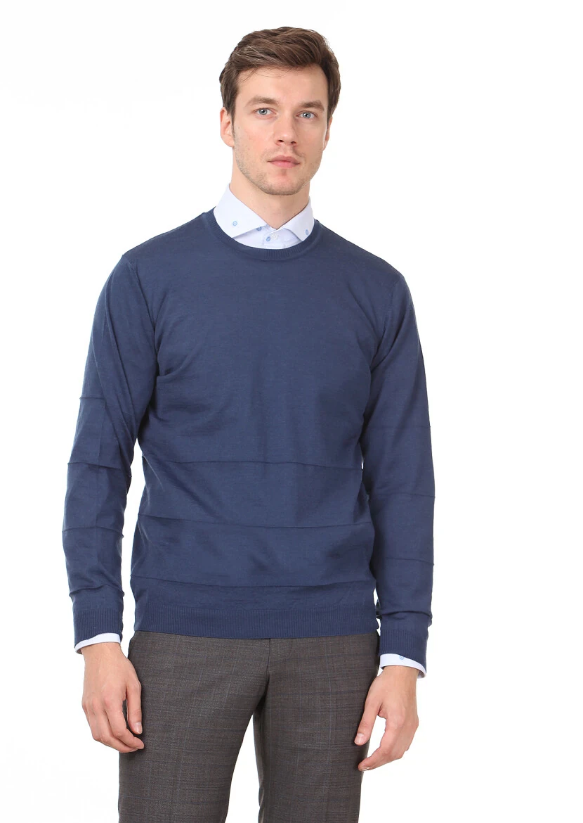 Indigo Knitwear Sweatshirt - 1