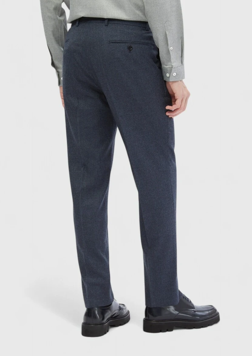 Indigo Material Regular Fit Classical 100% Wool Trousers - 4