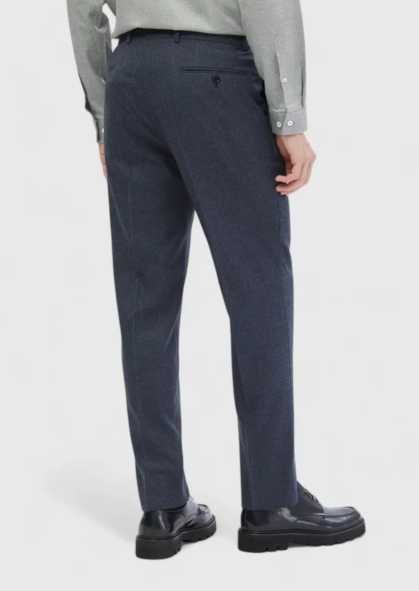 Indigo Material Regular Fit Classical 100% Wool Trousers - 4