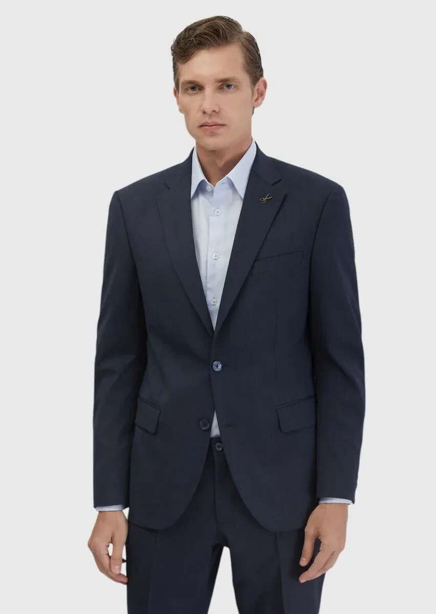 Indigo Micro Modern Fit Wool Blended Suit - 1