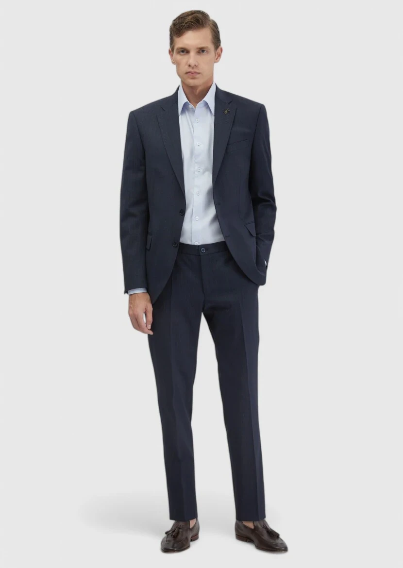 Indigo Micro Modern Fit Wool Blended Suit - RAMSEY
