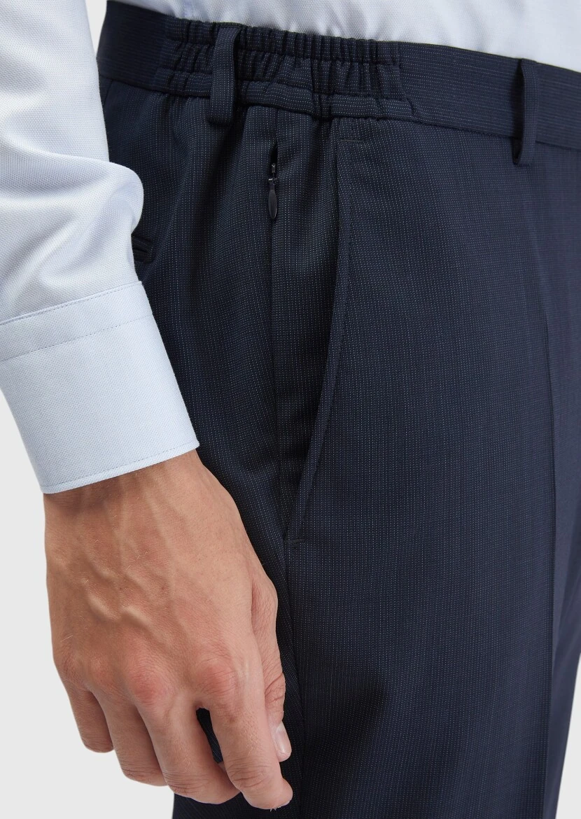 Indigo Micro Modern Fit Wool Blended Suit - 5