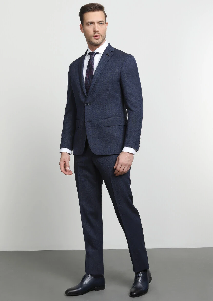 Indigo Micro Zeroweight Slim Fit Wool Blended Suit - 1