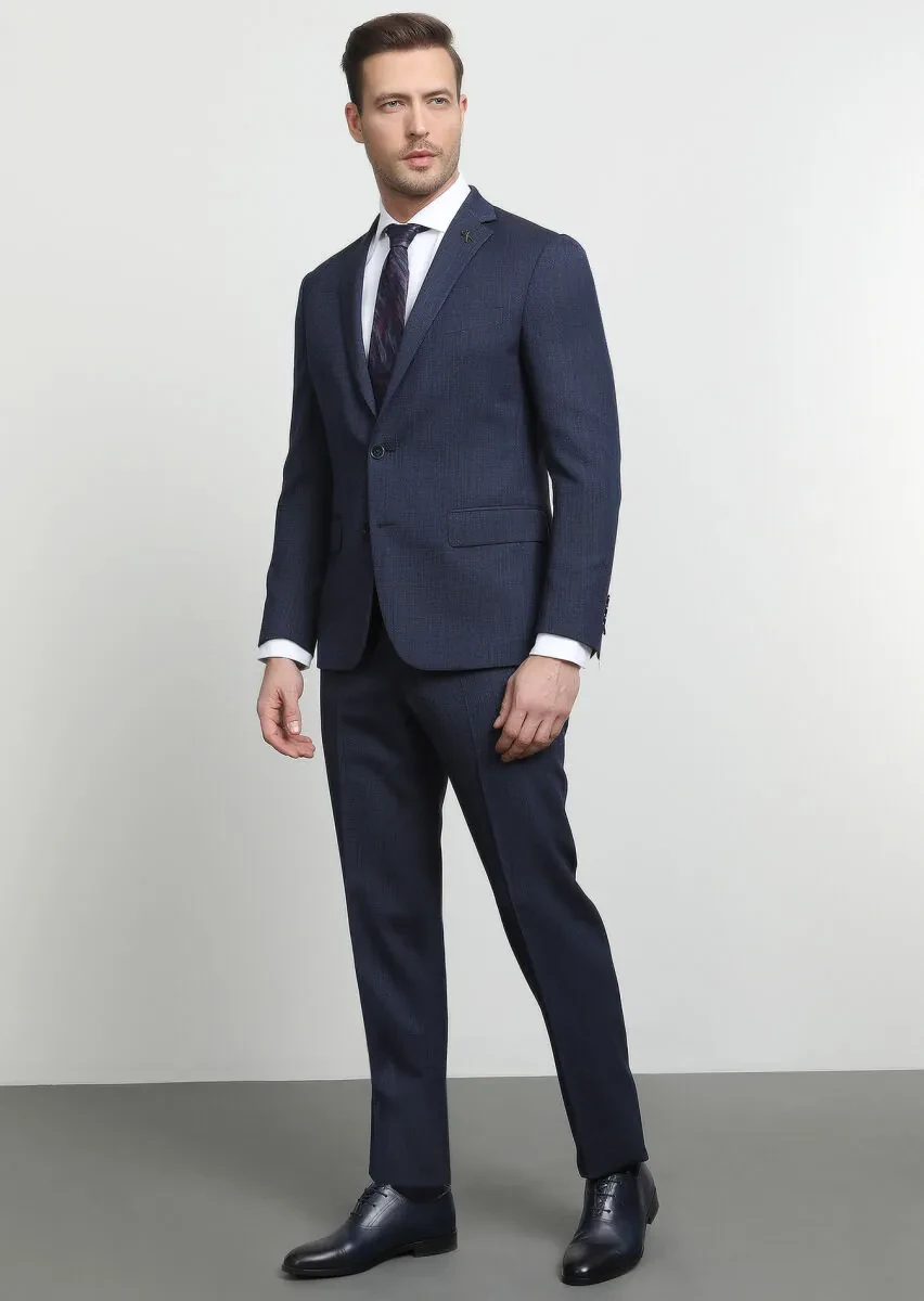 Indigo Micro Zeroweight Slim Fit Wool Blended Suit - 1