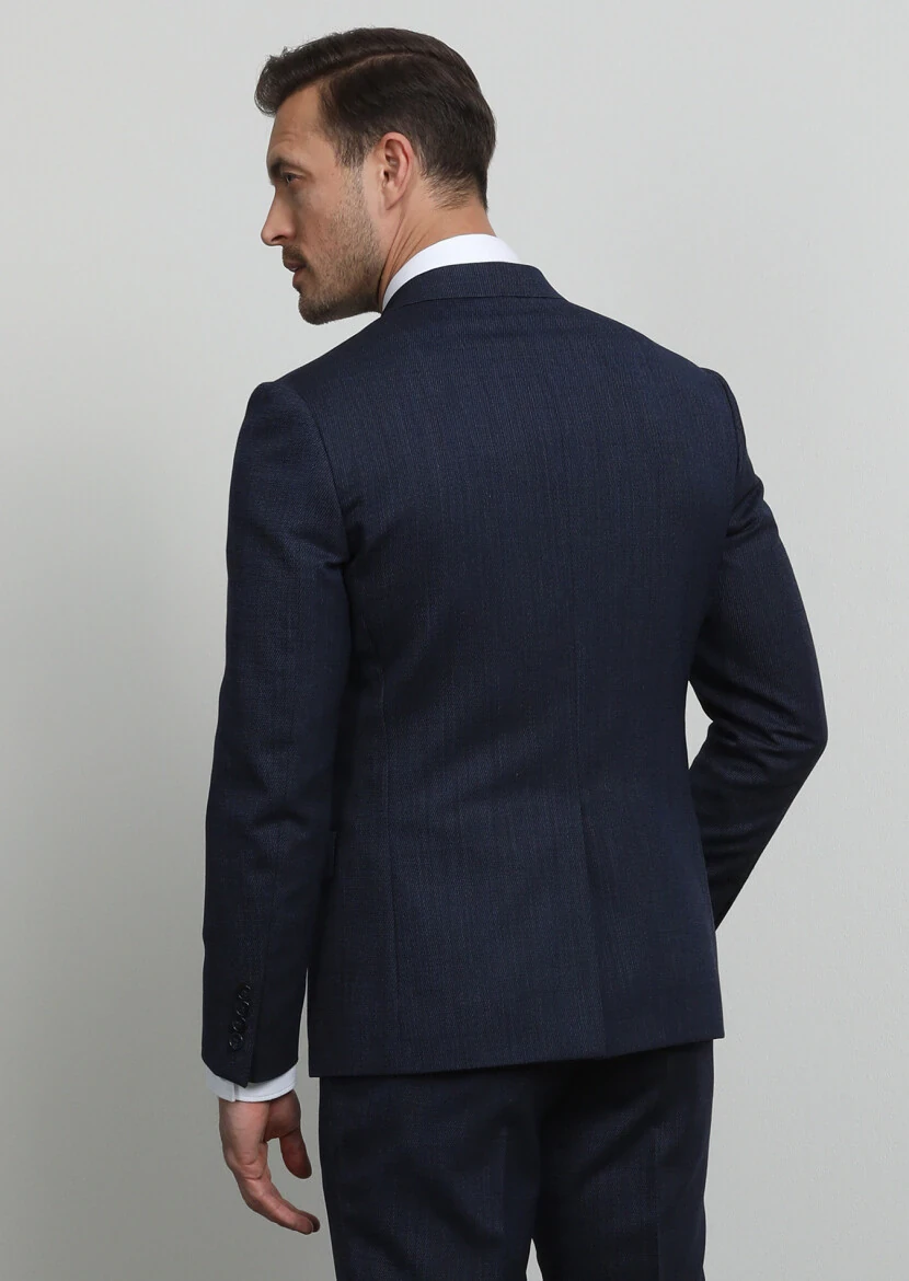 Indigo Micro Zeroweight Slim Fit Wool Blended Suit - 4