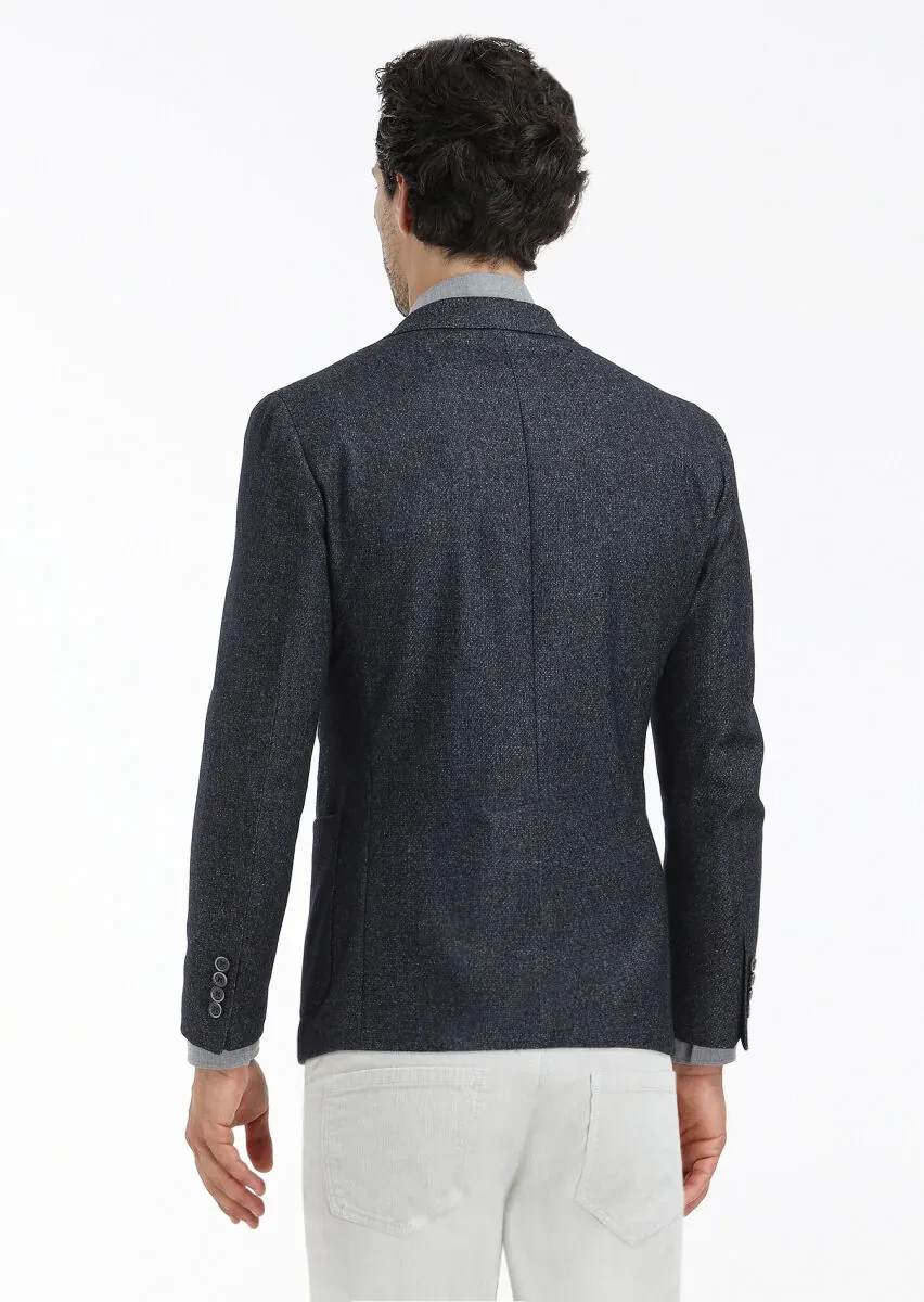 İndigo Mikro Zeroweight Slim Fit Yün Karışımlı Ceket - 5