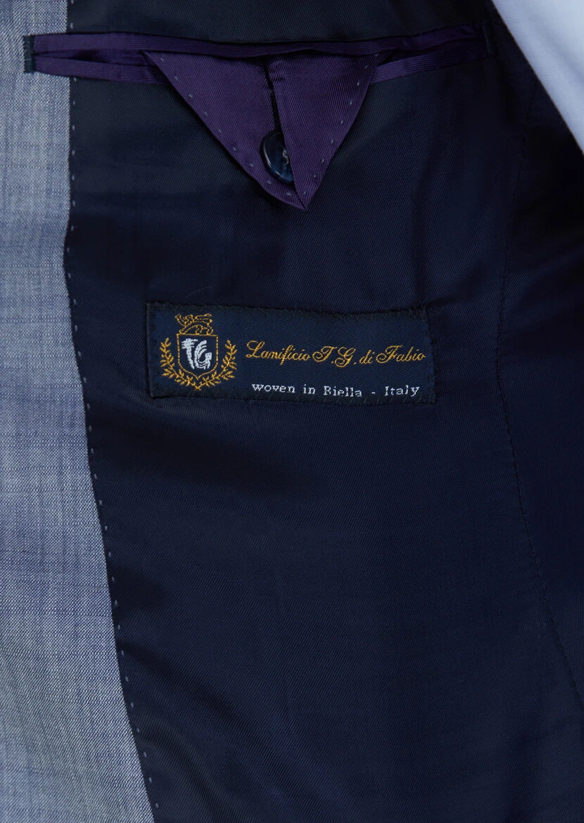 Indigo Plain Zeroweight Slim Fit 100% Wool Suit - 5