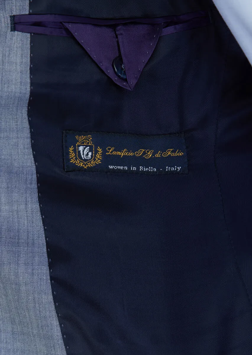 Indigo Plain Zeroweight Slim Fit 100% Wool Suit - 5