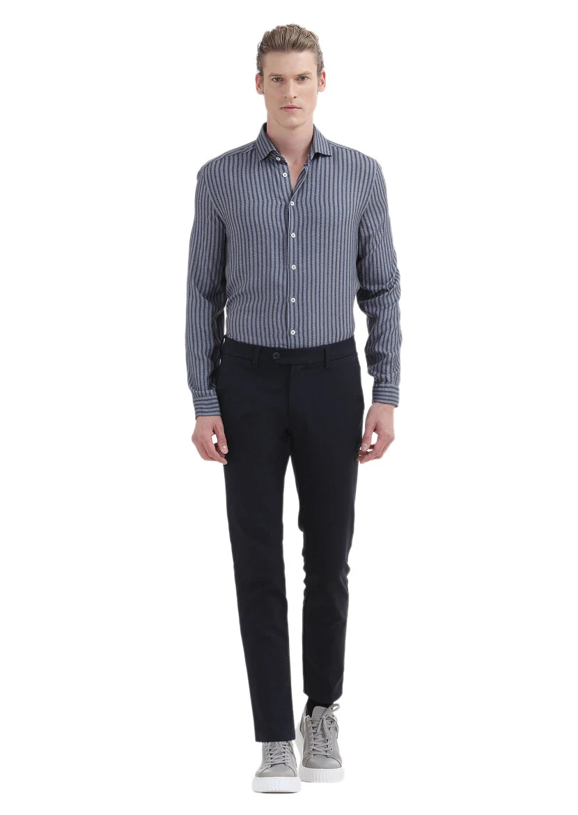 Indigo Printed Regular Fit Weaving Casual Shirt 