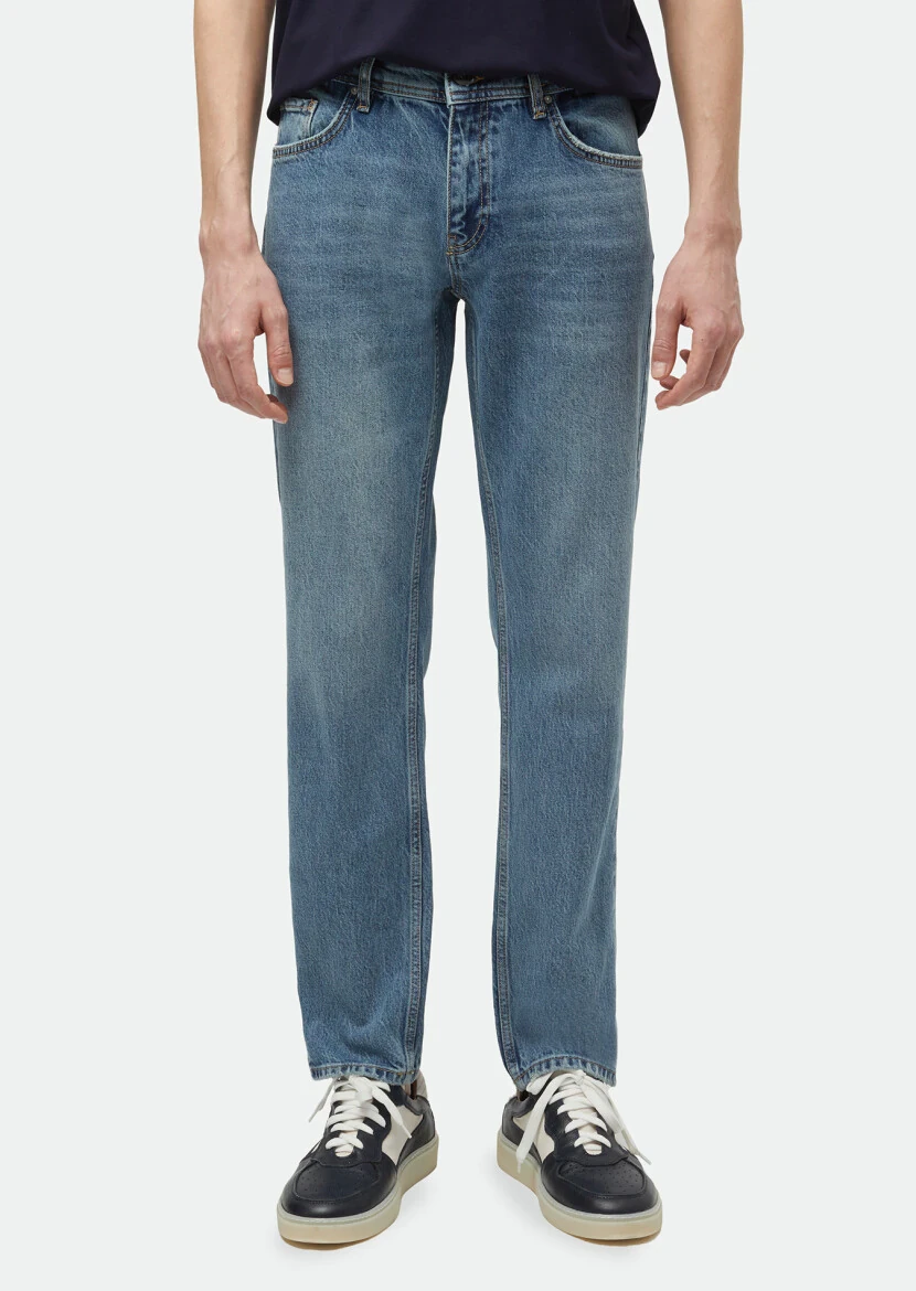 Indigo Regular Fit Denim Cotton Blended Trousers - RAMSEY