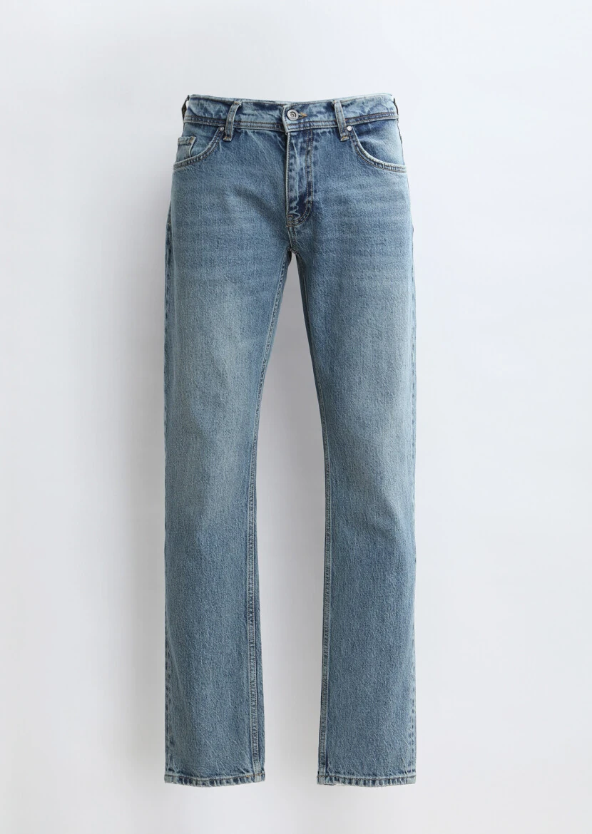 Indigo Regular Fit Denim Cotton Blended Trousers - 7