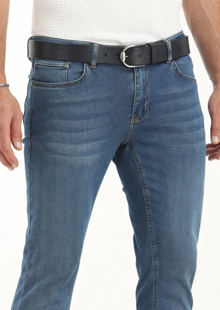 Indigo Slim Fit Denim Cotton Blended Trousers - 3