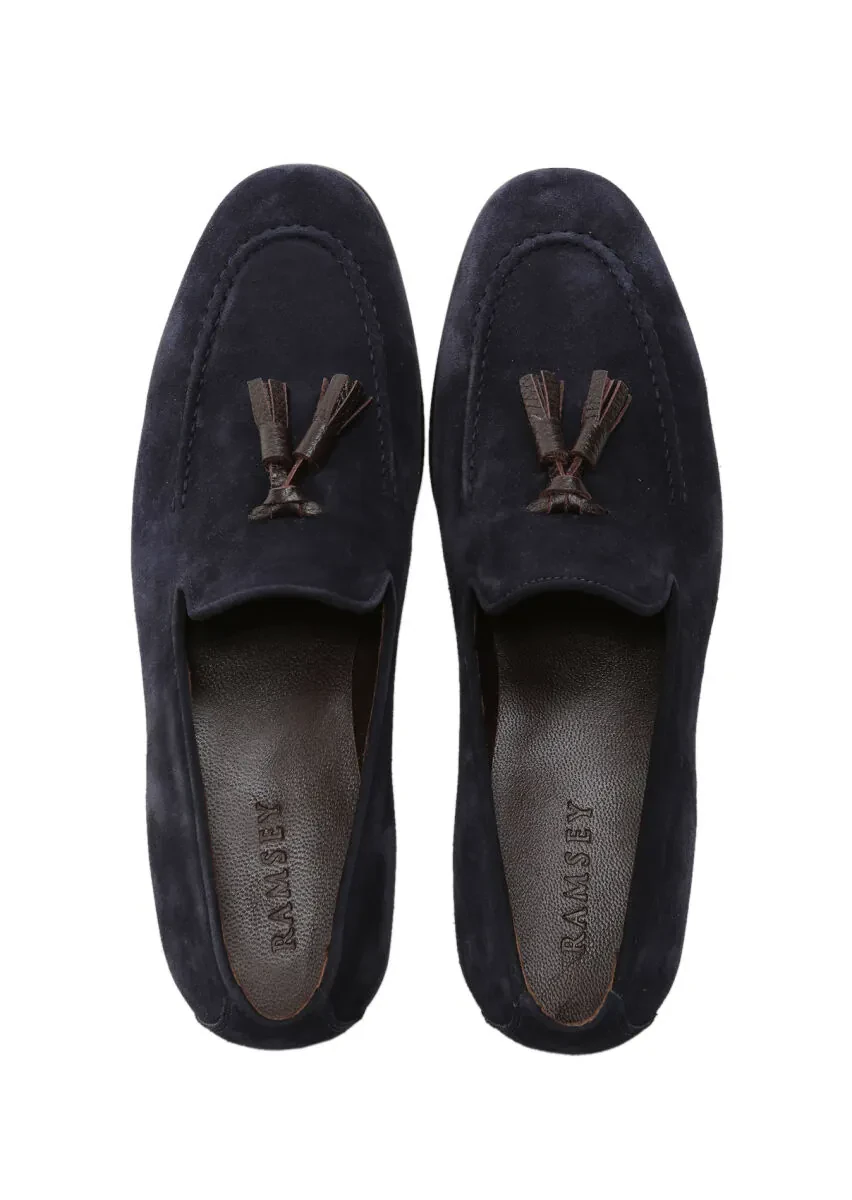 İndigo Süet Klasik Loafer - 5