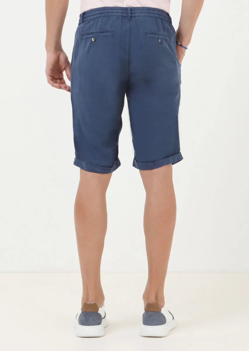 Indigo Weaving Jogging Fit Casual Bermuda - 4